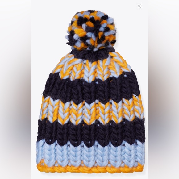 NEW Tory Burch stripe beanie and scarf set
